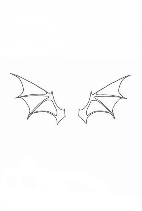 Simple Bat Wings Tattoo, Bat Wing Outline, Bat Wings Tattoo Design, Tattoo Wings Arm, Eboy Tatts, Bat Wings Tattoo, Acotar Tattoos, Winged Stencil, Satanic Tattoos