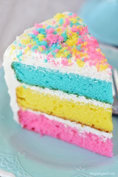 Layered Easter Cake |  Layered Cake Recipe by The Gunny Sack Easter Cake Easy, Cute Easter Desserts, Easter Deserts, Easter Cake Recipes, A Slice Of Cake, Diy Dessert, Easy Easter Desserts, Easter Sweets, Slice Of Cake