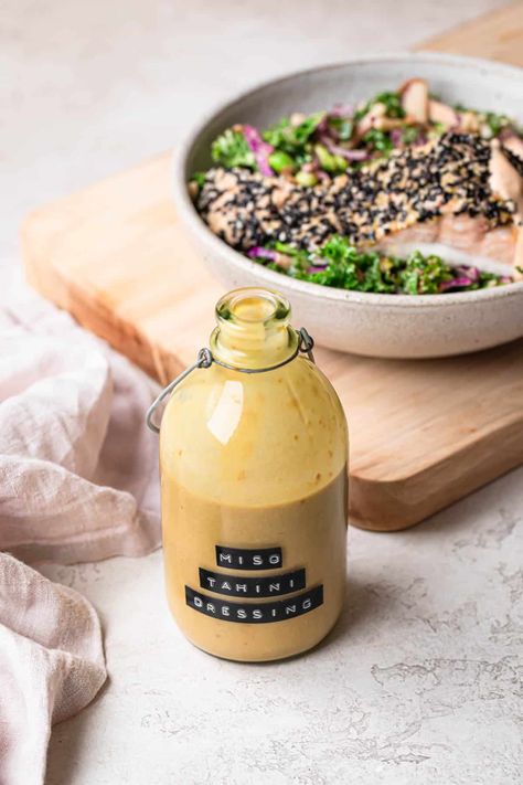 Peanut Miso Dressing, Ginger Tahini Dressing, Tahini Dijon Dressing, Lemon Miso Dressing, Creamy Miso Dressing, Miso Vinaigrette Recipe, Yuzu Dressing Recipe, Miso Tahini Dressing, Miso Tahini Sauce