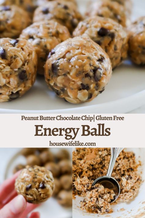 Energy Balls are life-savers. They’re a great way to get some nutrients in you, and fast. These no-bake energy balls are peanut butter and chocolate chip flavored. Oats and seeds make up the base of the filling, and it’s sweetened and held together by honey. You can add as many varieties of seeds as you want. I’ve used a combination of black and white chia seeds, ground flaxseed, and hemp seeds. The more, the better, as it will help keep you fuller for longer. Easy breakfast or snack to-go. Gluten Free No Bake, Peanut Butter Energy Balls, Protein Balls Recipes, Peanut Butter Oats, Dessert Easy, Protein Balls, Gluten Free Desserts Recipes, Peanut Butter Protein, Peanut Butter Balls