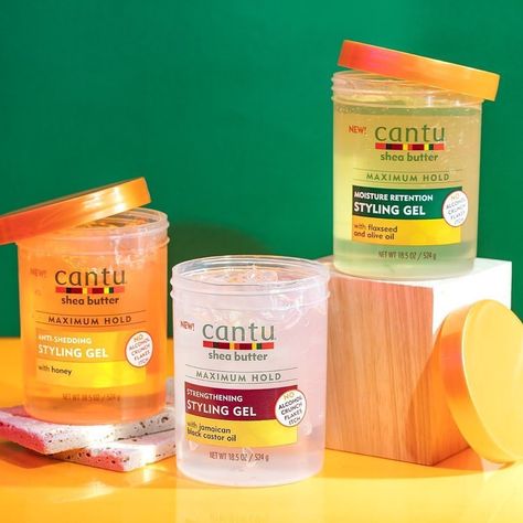 Keep your edges, braids, twists, and ponytails on lock with @cantubeauty Styling Gels — made with honey, flaxseed, and Jamaican black castor oil to moisturize, strengthen, and protect from shedding. - Available online at Wigoos.com Cantu Styling Gel, Edges Braids, Cantu Hair, Cantu Beauty, Cantu For Natural Hair, Cantu Hair Products, Curl Products, Natural Hair Gel, Wave Brush