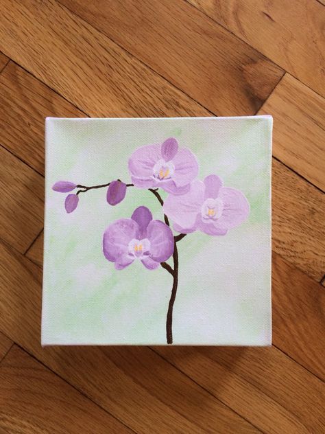 Acrylic painted orchids! Made this for my Grandmom and it only took 2 hours! Painted Orchids Acrylic, Orchid Canvas Painting, Orchid Painting Acrylic Easy, Orchid Painting Easy, Orchid Painting Acrylic, Orchid Painting, Ideas Cuadros, Orchids Painting, Paint Inspo