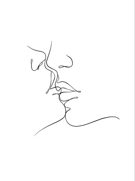 Man And Woman Kissing Silhouette, Silhouette Outline Woman, Kiss Drawings Minimalist, Women Kissing Silhouette Art, Cute Couple Art Base Drawing, Women Outline Art, Kiss Outline, Couple Outline Art, Line Art Drawings Couple