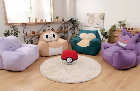 Pokémon Boys Room, Pokemon Gaming Room, Pokemon Bedroom Decor, Pokemon Room Ideas Bedrooms, Pokemon Interior, Pokemon Decorations Bedroom, Pokemon Chair, Pokemon House Decor, Pokemon Home Decor