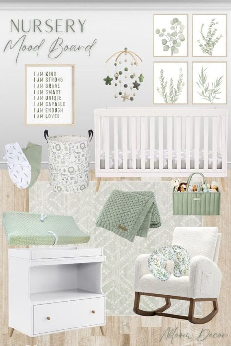 Gender-Neutral Sage Green Nursery Ideas - Abloom Decor Sage Green Nursery Ideas, Green Nursery Ideas, Changing Table With Drawers, Green Baby Nursery, Green Nursery Decor, Sage Green Nursery, Australian Nursery, Nursery Decor Green, Nursery Idea