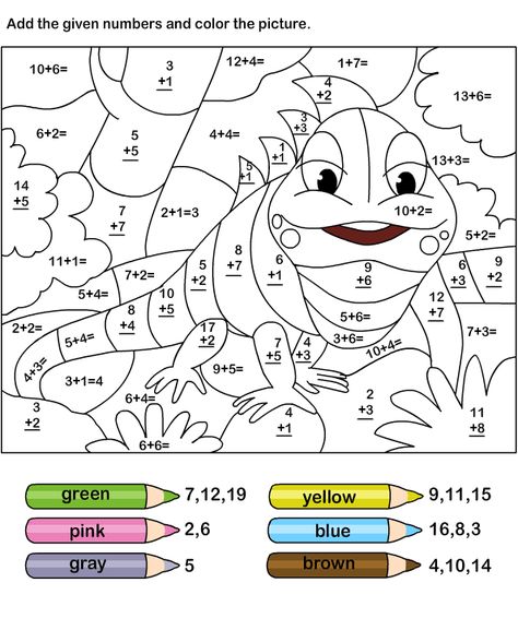 Color+by+Number+Addition+Worksheet Oppgaver For Barn, Addition Coloring Worksheet, Maths Colouring Sheets, Coloring Worksheets For Kindergarten, Fun Math Worksheets, Math Coloring Worksheets, Math Addition Worksheets, Coloring Worksheets, 1st Grade Math Worksheets