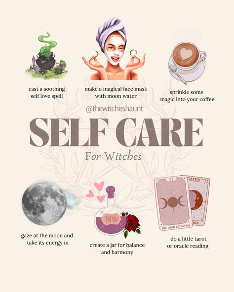 Self Care Magic, Magical Self Care, Self Care Witchy, Witches Self Care, Self Care Rituals Witch, Self Care Witchcraft, Spooky Self Care, Self Care Spells, Witch Selfcare