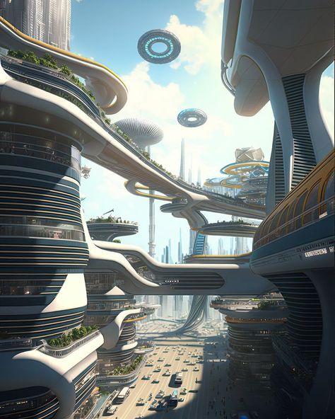 Kota Masa Depan, Sci Fi Architecture, Sci Fi Landscape, Future Buildings, Sci Fi City, Arte Robot, Fantasy City, Futuristic Art, Fantasy Places