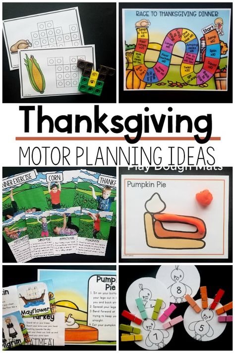 Thanksgiving Occupational Therapy, Thanksgiving Themed Activities, November Preschool Activities, Pediatric Physical Therapy Activities, Kinesthetic Learning, Gross Motor Activity, Pediatric Physical Therapy, Fine Motor Activities For Kids, Occupational Therapy Activities