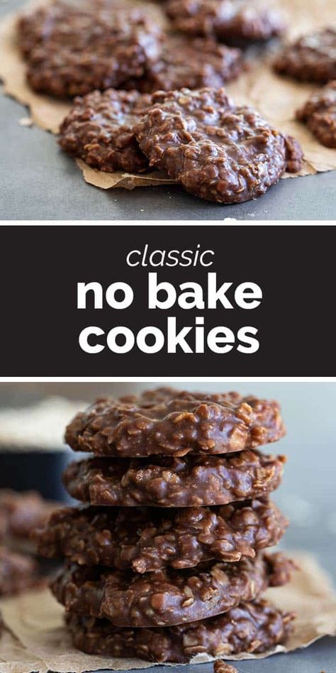 Turn off the oven and make these No Bake Cookies that are made with oats, peanut butter and cocoa. These cookies are great during the summer when you want to keep things cool, and they are also great for cooking with kids. #recipe #cookies #chocolate #nobake Mud Cookies, Peanut Butter Recipes Easy, Gooey Desserts, Baked Bars, Oatmeal No Bake Cookies, Oats Peanut Butter, Peanut Butter Dessert Recipes, Kids Recipe, Recipe Cookies