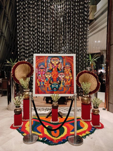 Durga Puja decoration at J W Marriott hotel Durga Puja Decoration, Diy Crafts Slime, Puja Decoration, Puja Decor, Crafts Slime, Sanatan Dharma, Festival Theme, Slime Craft, Marriott Hotel