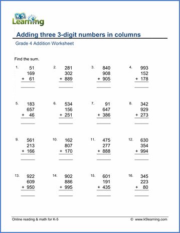 Fourth grade math worksheets on adding three 3-digit numbers in columns. Math Addition Worksheets, 4th Grade Math Worksheets, Three Digit Numbers, 3rd Grade Math Worksheets, Mathematics Worksheets, Free Kindergarten Worksheets, Fourth Grade Math, Shapes Worksheets, Subtraction Worksheets