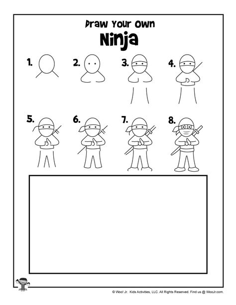 Ninja Drawing Tutorial | Woo! Jr. Kids Activities : Children's Publishing Ninja Stem Activities, Ninja Activities For Kids, Ninja Games For Kids, Ninja Craft, Ninja Activities, Ninja Drawing, Japan Study, Kids Ninja Warrior, Magic Tree House Activities