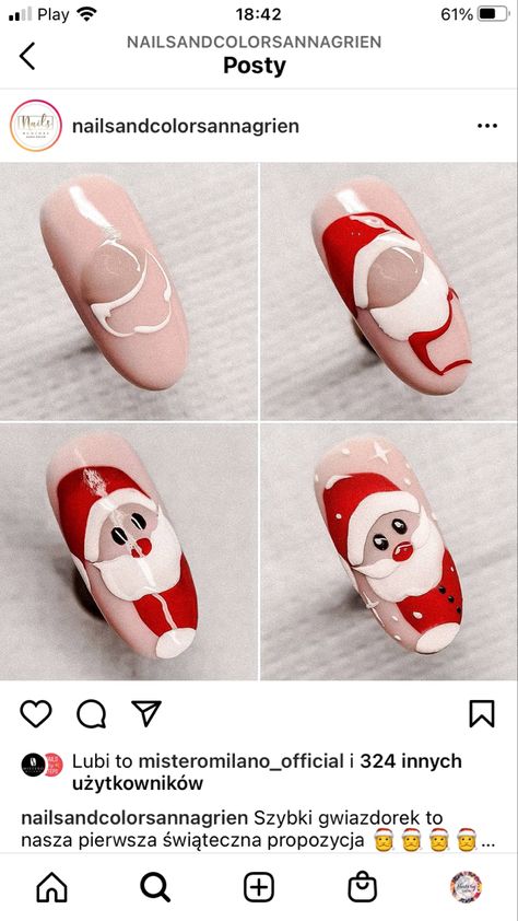 Santa Nail Art, Nail Noel, Nail Art Noel, Santa Nails, Nail Academy, New Nail Art Design, Happy Nails, Christmas Gel Nails, Classy Acrylic Nails