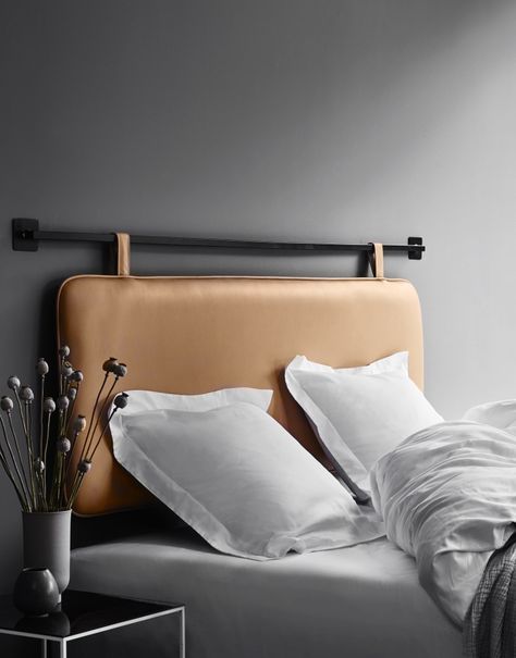 THE M HEADBOARD is made in the finest semi-aniline leather. Two leather straps serve as loops for wall mounting. The headboard comes with a wide range of wall mounts (rings, hooks and bars) Every hide has its own unique story and natural markings. The leather will change appearance over time and age with beauty. Usage, daylight and interior lighting affect the leather. Through time it will develop its own amazing patina. Change Appearance, Unique Bedroom Furniture, Leather Headboard, Wall Mounts, Headboard Designs, Bedroom Headboard, Wall Mounting, Bedroom Inspo, Headboards For Beds