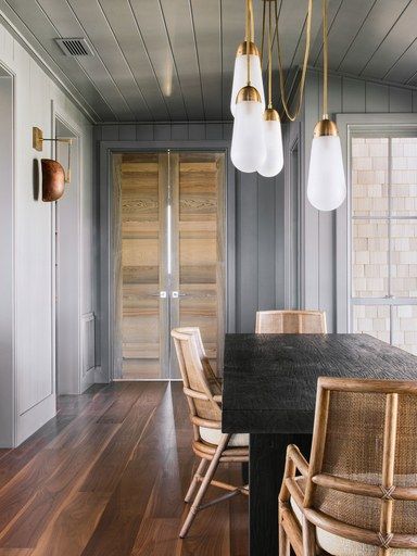 "It's super rich and bold—more so than any other gray I’ve used," says Charleston designer Cortney Bishop Perfect Grey Paint Color, Best Gray Paint, Best Gray Paint Color, Farrow & Ball, Farrow And Ball, Rustic Dining Room, Modern Farmhouse Living Room, The Dining Room, Modern Dining Room