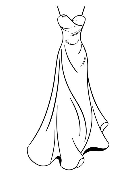 Coloring Pages Outfit, Dress Drawing Outline, Dress Colouring Pages, Fashion Coloring Pages Dresses, Wedding Dress Coloring Pages, Christmas Dress Drawing, Art Dress Drawing, Fashion Design Drawings Dresses, Beautiful Dress Drawing