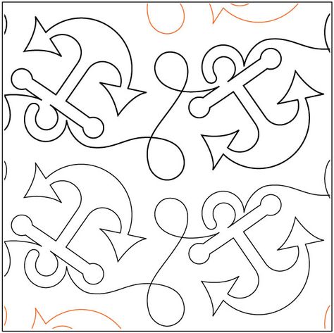 Love This : Anchors Aweigh quilting pantograph pattern by Patricia Ritter of Urban Elementz Quilt Pantographs, Quilting Pantographs, Quilting Stitch Patterns, Nautical Quilt, Long Arm Quilting Patterns, Quilting Motifs, Free Motion Designs, Free Motion Quilting Patterns, Anchors Aweigh