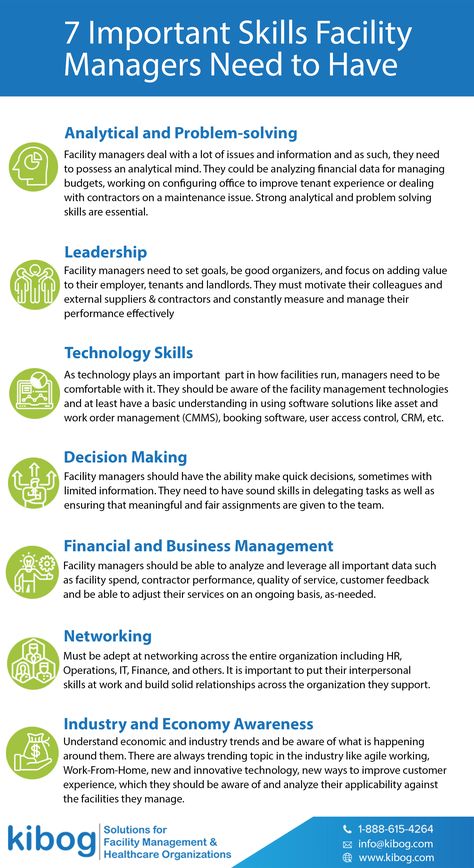 The role of the Facility Manager in the workplace is evolving at a tremendous pace. But what does it take to be a successful Facility Manager? In this infographic, we have compiled 7 such important skills leaders every Facility Manager needs to possess. #facilitymanager #facilitymanagement #fmservices Facility Management Services, Ppt Tips, Organisational Behaviour, Personality Improvement, Alina Habba, Warehouse Workshop, Transportation Logo, Process Diagram, Money Management Activities