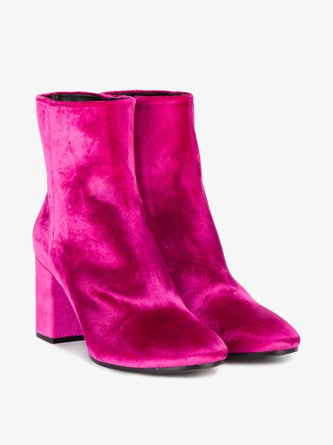 Pink Velvet Boots, Pink Velvet Shoes, Barbie Rosa, Almond Toe Boots, Balenciaga Boots, Shoes Balenciaga, Nice Boots, Boots Zipper, Girl Boots