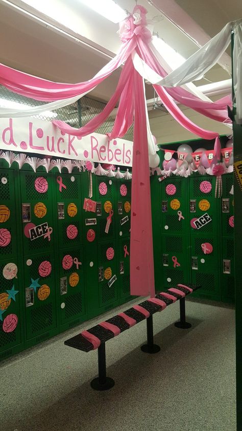 Decorated Locker Rooms, Cheer Locker Room Ideas, Playoff Locker Room Decorations, Locker Room Themes, Decorate Locker Room, Decorating Locker Room, Volleyball Gym Decorations, Locker Decorations For Volleyball, Locker Room Bulletin Board Ideas