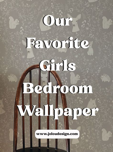 Girls bedroom or nursery wallpaper ideas from Jo-Lou Design. Removable wallpaper that transforms your little kids space instantly. Girls Bedroom Wallpaper Ideas, Wallpapered Bedroom, Nursery Wallpaper Ideas, Wallpaper Girls Bedroom, Bedroom Wallpaper Ideas, Light Wood Bed, Girls Bedroom Wallpaper, Gold Sconces, Bedroom Girl