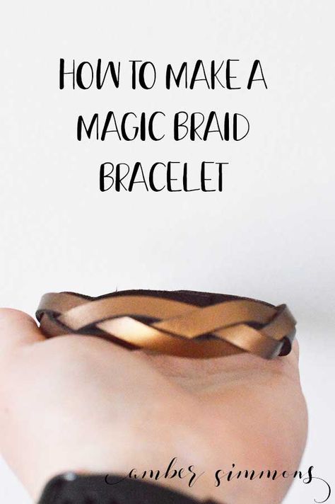 This fun magic braid leather bracelet is made from a continuous piece of leather. How can you braid a continuous piece of leather? It's magic! Faux Leather Bracelet Diy, Braided Leather Bracelet Diy, Vinyl Wood Signs, Best Cricut Projects, Leather Bracelet Diy, Leathercraft Projects, Transfer Techniques, Leather Bracelet Tutorial, Cricut Leather