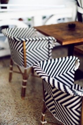 Bistro Style Chairs - Foter Striped Chair, Rattan Outdoor Furniture, Bistro Chairs, Rattan Furniture, Boho Home, White Decor, Home Staging, Restaurant Design, White Patterns