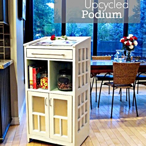 Before and after thrift find Kitchen Station | Refinished Podium :: Hometalk Teacher Podium, Kitchen Station, Small House Organization, Home Improvement Ideas, Office Remodel, Teachers Diy, Classroom Projects, Classroom Furniture, Furniture Repair