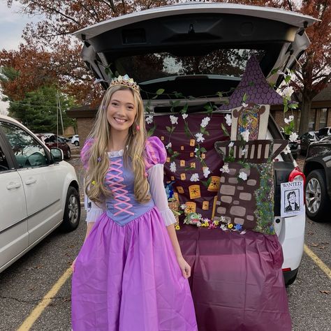 Tangled Theme Trunk Or Treat, Rapunzel Trunk Or Treat Ideas, Tangled Trunk Or Treat Ideas, Rapunzel Trunk Or Treat, Tangled Trunk Or Treat, Disney Princess Trunk Or Treat, Princess Trunk Or Treat, Cinderella Trunk Or Treat, Trunk Or Treat Halloween