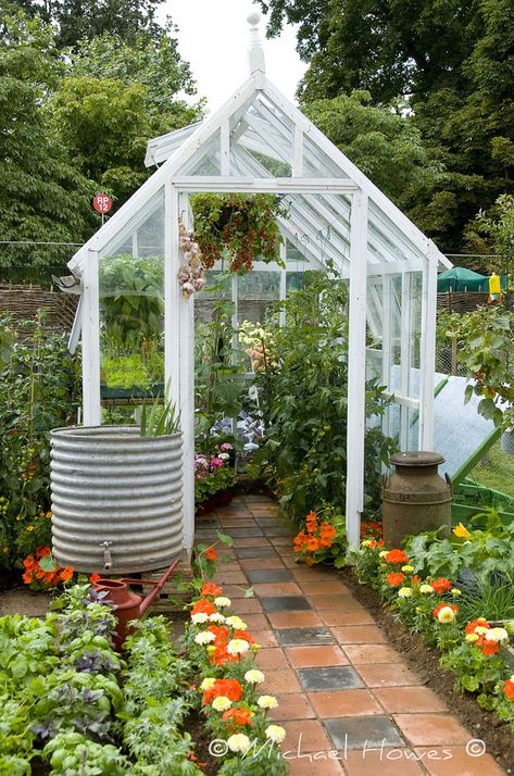 Greenhouse with Flagstones | Flickr - Photo Sharing! Backyard Greenhouse, Greenhouse Plans, Diy Greenhouse, Garden Greenhouse, Greenhouse Gardening, Garden Structures, Veggie Garden, Garden Cottage, Garden Spaces