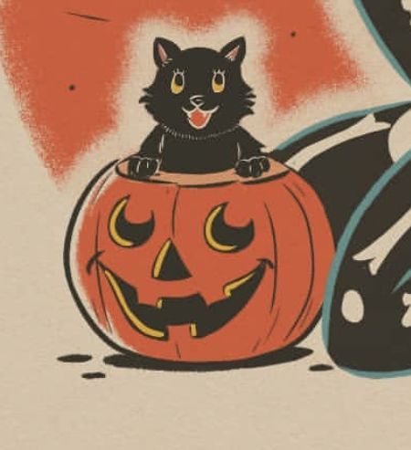 Cat In Pumpkin, Lantern Tattoo, Hello Kitty Design, Vintage Halloween Art, Pumpkin Tattoo, Hello Kitty Tattoos, Halloween Rocks, Spooky Tattoos, Halloween Artwork