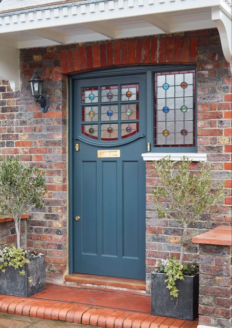 The Exceptional First Impression - London Door Company 1930s Interior Design, 1930s Semi Detached House, 1930s House Exterior, 1930s Doors, Grey Front Doors, Victorian Front Doors, British Homes, 1930s House, Front Door Porch