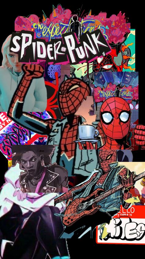 Spiderpunk Wallpaper, Punk Spiderman, Punk Collage, Punk Wallpaper, Spider Punk, Create Collage, Creative Play, Your Aesthetic, Connect With People