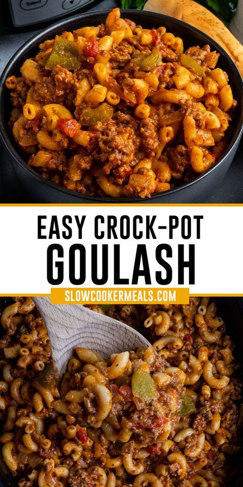 Close up of American goulash in a Crock-Pot. Crock Pot Goulash, Slow Cooker Goulash Recipes, Goulash Slow Cooker, Crockpot Goulash Recipe, Crockpot Goulash, Easy Goulash Recipes, Goulash Recipe, Slow Sunday, Goulash Recipes