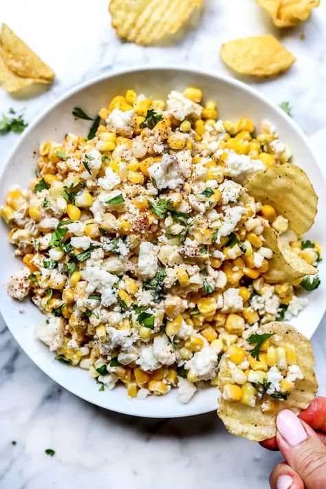 Corn Dip Recipe With Rotel, Easy Graduation Party Food, Corn Dip Recipe, Dip For Potato Chips, Mexican Corn Dip, Chip Dip Recipes, Mexican Street Corn Dip, Rotel Recipes, Cold Dip Recipes