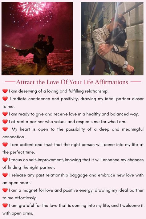 Affirmations for Attracting Your ideal Partner. How To Manifest Ideal Partner, Soulmate Manifestation Affirmations, Manifesting Life Partner, Love Manifestation Affirmations Soulmate, Manifest New Love, Dream Partner Qualities, Manifesting Soulmate Affirmations, True Love Manifestation Affirmations, Loving Affirmations Relationships