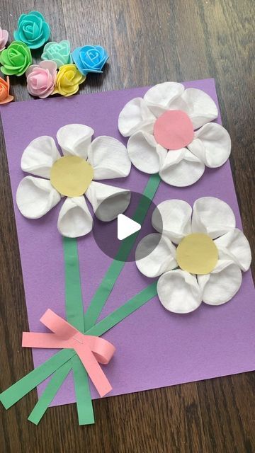 Cotton Pads Crafts Kids, Rolled Flower Template, Origami Rose, Craft Ideas For Kids, Easy Activities, Toddler Learning Activities, Flower Template, Toddler Learning, Crafts Ideas