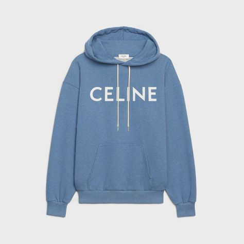 CELINE LOOSE COTTON FLEECE HOODIE - Blue / Off White | CELINE Celine Clothes, Png Clothes, Fotografi Digital, Sweatshirts For Women, Hoodie Logo, Cotton Logo, Cotton Fleece, Fleece Hoodie, Designer Brands