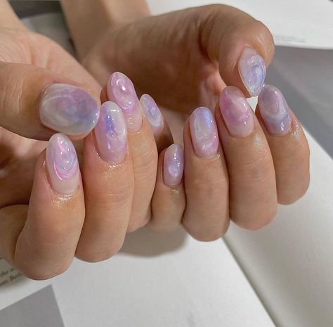 Jelly Nails Purple, 3d Jelly Nails, Purple Jelly Nails, Blue Jelly Nails, Nails Purple, Nails Blue, Jelly Nails, Simple Nail Designs, Blue Pearl