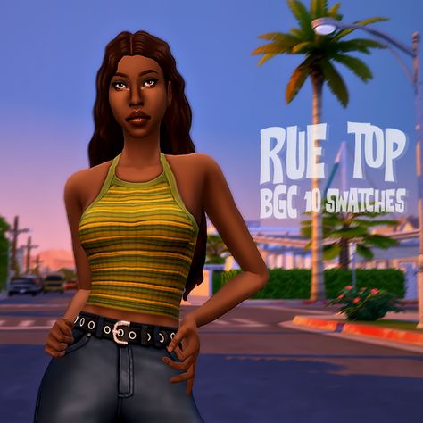 Rue Top / BGC / 10 Swatches | Pinealexple on Patreon Alpha Cc, Sims Stories, Cc Clothes, Pelo Sims, Sims 4 Mm Cc, Sims 4 Cc Folder, Sims 4 Teen, Sims 4 Characters, Sims 4 Mm