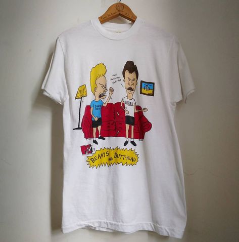 Vintage Menswear on Instagram: “OG Beavis and Butthead bootleg. On Screen Stars. "M" SOLD, in the first minute. . . #bootleg #beavisandbutthead #mtv #80s #90s…” Beavis And Butthead, Vintage Menswear, Mtv, The First, Street Wear, Screen, Mens Graphic Tshirt, Stars, Mens Tshirts