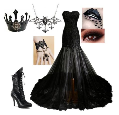 "Gothic queen" by cherry-demon ❤ liked on Polyvore featuring Funtasma Demonic Outfit Female, Demon Queen Outfit, Black Satanic Dress, Black And Red Vampire Dress, Alexander Mcqueen Savage Beauty Gothic, Queen Outfit, Demon Girl, Lovely Dresses, Halter Formal Dress