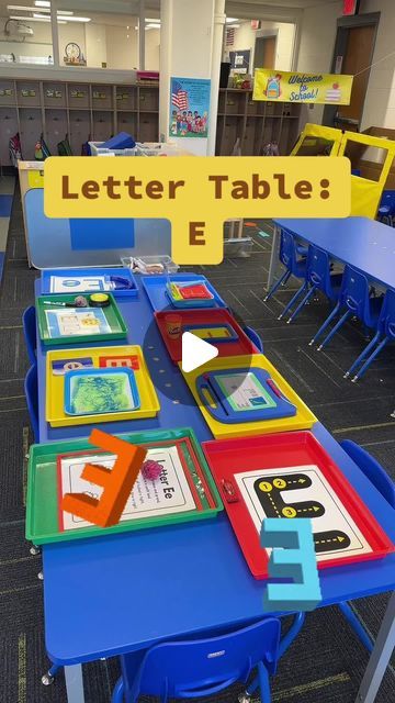 Preschool Vibes on Instagram: "📚✨ Exploring the Letter E! After our whole group lesson on the letter E and its sound, students head over to our letter table for some hands-on, multi-sensory practice. 🎨🖐️ In this video, I’m excited to show you all the engaging ways we dive into learning about the letter E. From seeing and hearing to touching, we ensure our activities engage all senses. The sound of the letter E—'eh'—is one of the trickiest for kids to grasp. I like to demonstrate it by stretching my mouth wide and repeating, "E says eh, eh." The lowercase 'e' is particularly challenging; it’s the naughty letter that starts in the middle, unlike most other letters that start at the top. Plus, E is the last vowel we learn, marked distinctively in yellow along with other vowels in our revie Letter Practice Preschool, Letter E Activities, Writing Practice Preschool, Letter Table, Letter Recognition Preschool, Letter Sound Recognition, Letter School, Letter Sound Activities, Letter Song