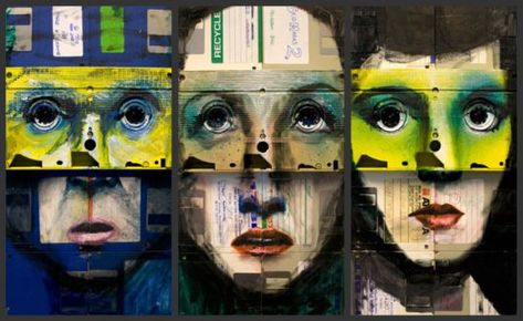 portraits Surrealism Art, Figurative Artwork, Floppy Disk, Gcse Art, British Artist, Magazine Art, Face Art, Urban Art, Contemporary Artists