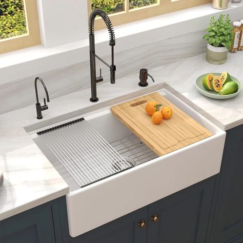 ALWEN 33'' L Single Bowl Ceramic Kitchen Sink | Wayfair Ceramic Kitchen Sink, Ceramic Kitchen Sinks, Bowl Ceramic, Ceramic Kitchen, Kitchen Redo, Furniture Lighting, Ceramic Bowls, Kitchen Sink, Cookware