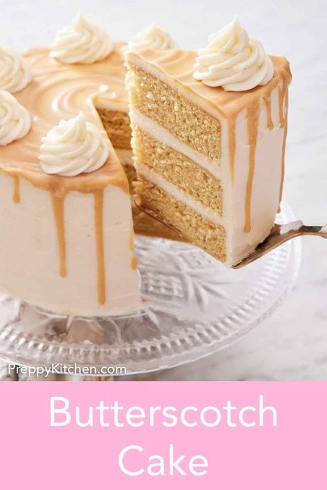 Butterscotch Buttercream, Homemade Butterscotch, Butterscotch Recipes, Cake Batter Recipes, Butterscotch Cake, Butterscotch Sauce, Vanilla Recipes, Warm Cake, Cake Recipes From Scratch