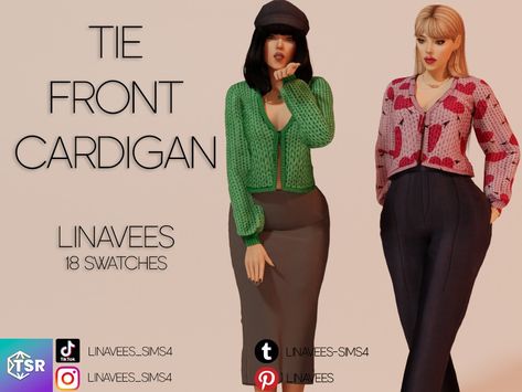 Cas Sims 4, Clothes Cc, Cross Sweater, Sims 4 Dresses, Sims4 Cc, Tie Front Cardigan, Sims 4 Cas, Ts4 Cc, Sims 4 Clothing