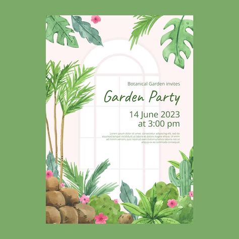 Garden Party Poster, Garden Poster, Brand Boards, Graphic Ideas, Garden Show, Garden Tours, Party Poster, Green Garden, Botanical Garden