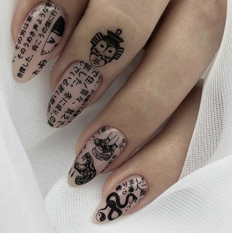 #nails #nailart #art #japanese #hiragana #tumblr #aesthetic #edgy #lovely #cute #bts #adore #inspo December Nails, November Nails, Anime Nails, Pedicure Designs, Grunge Nails, Fall Acrylic Nails, Christmas Nails Acrylic, Thanksgiving Nails, Nail Swag